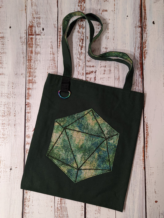 D20 Green Scale Pocket Tote Bag