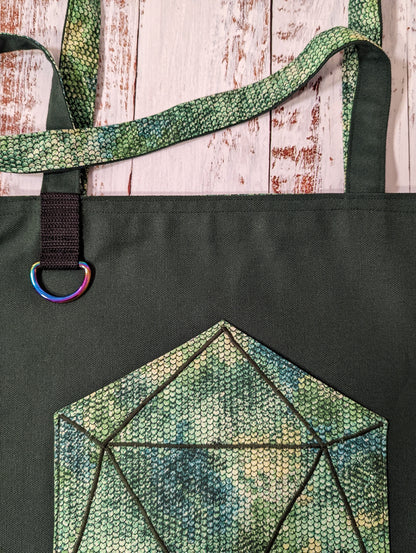D20 Green Scale Pocket Tote Bag