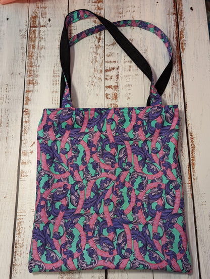 Pink and Purple Sewing Tape Reversible Canvas Tote Bag