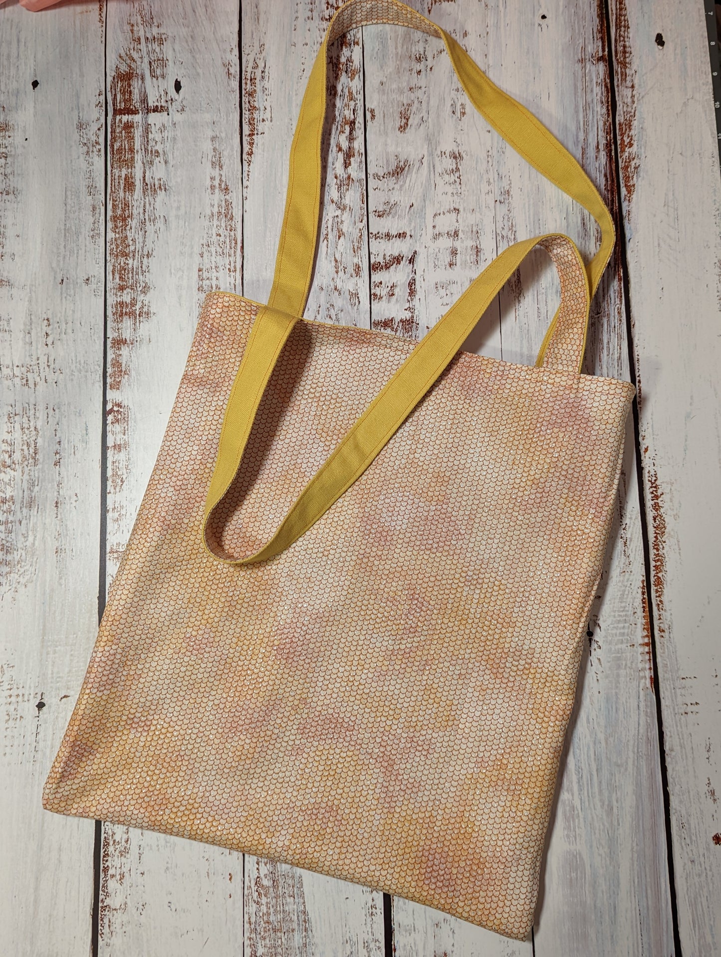 Orange Scale Square Pocket Tote Bag
